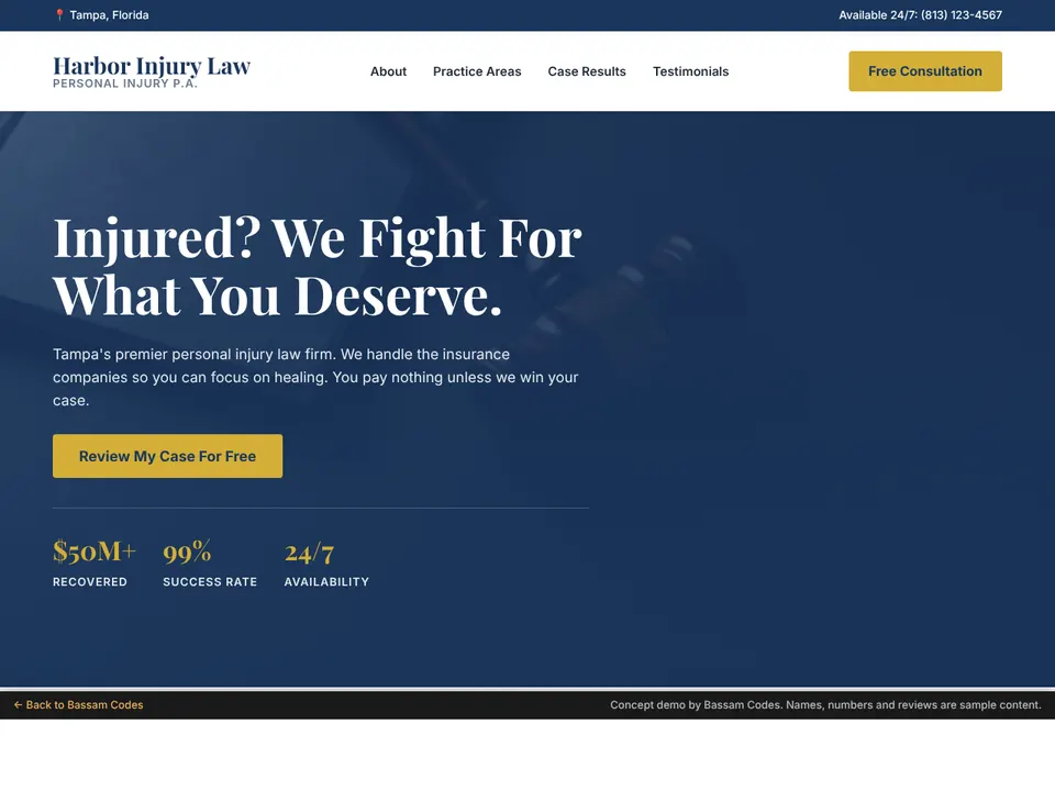 Harbor Injury Law concept demo